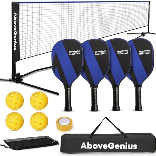 AboveGenius Pickleball Set with Net, Pickleball Paddles...