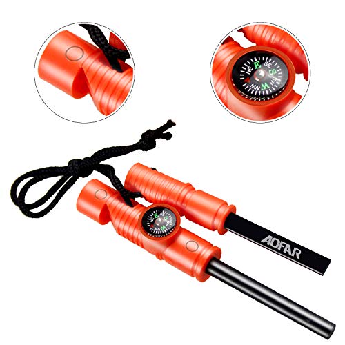 Aofar Military Compass And Fire Starter Af-4580/381 Lensatic Sighting, Survival Kit,Waterproof And Shakeproof Measure Distance Calculator And Pouch For Camping, Hiking, Hunting, Backpacking #TOP4