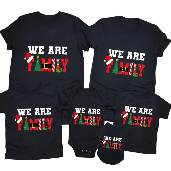 Image of Merry Christmas Family Shirts Plus Size Tops Couple Outfit Tee Parent-Child Short Sleeves Christmas Top