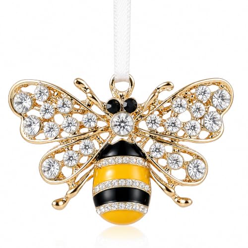 Image of DPKOW Gold Bee Christmas Bauble Tree Decoration Gift for Teacher Bee Lovers