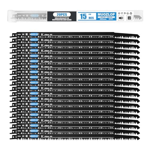 Image of 20 Pack 15 inch Reciprocating Saw Blades Set, 5 TPI High Carbon Saw Blades, Saw Blades with Organizer Case (20, 5T /380mm)