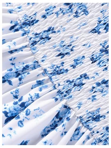 Floerns Girl's Floral A Line Midi Ruffle Dresses Square Neck Puff Sleeve Dress with a Bag4