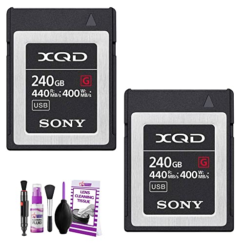 Sony Professional XQD G Series 240GB Memory Card (QD-G240F) (2-Pack) + Bonus Camera Cleaning Kit