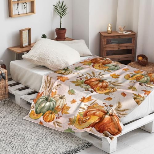 Couverture pelucheuse citrouilles cadeau déco automne idéal - 5