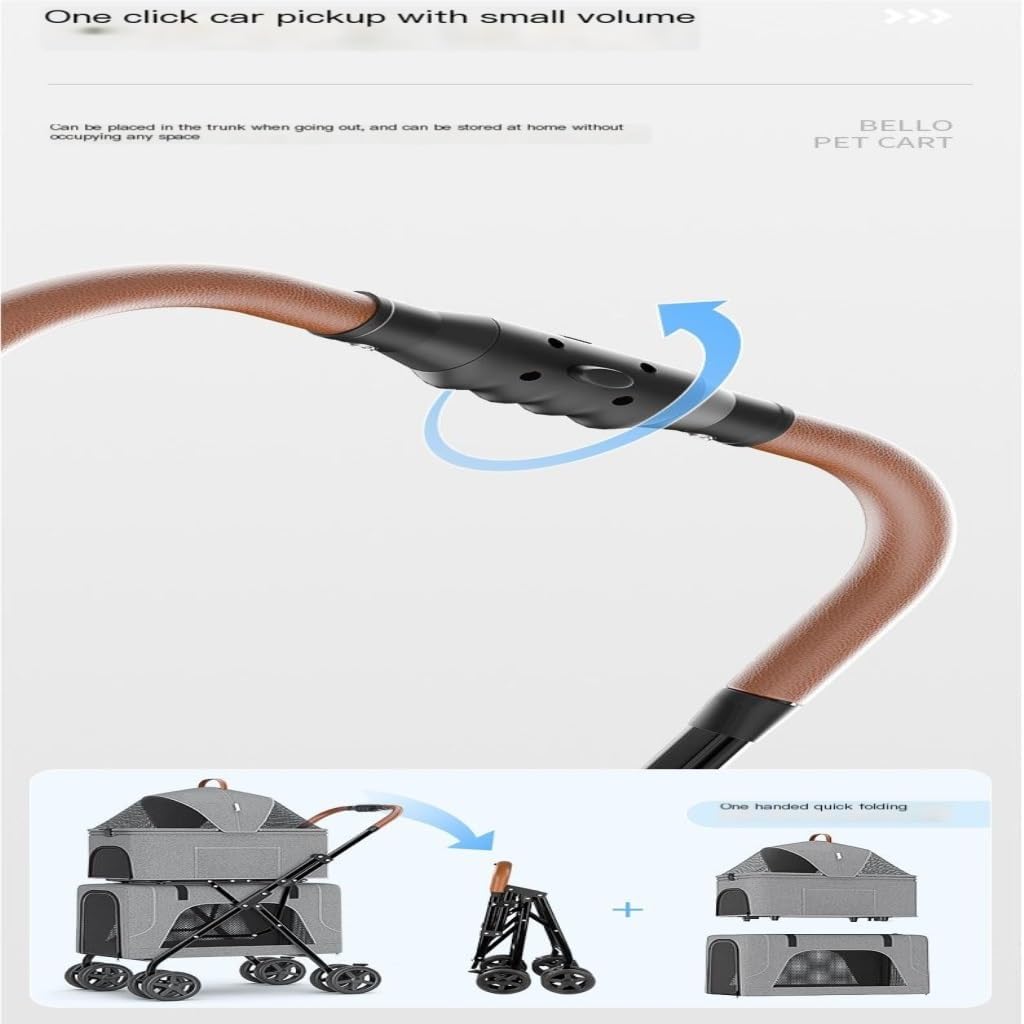 Pet Strollers Pet Stroller Lightweight Folding Double-layer Pet Stroller Doggy Pet Detachable Separate Cat Cage Cart Pet Stroller Medium(G)