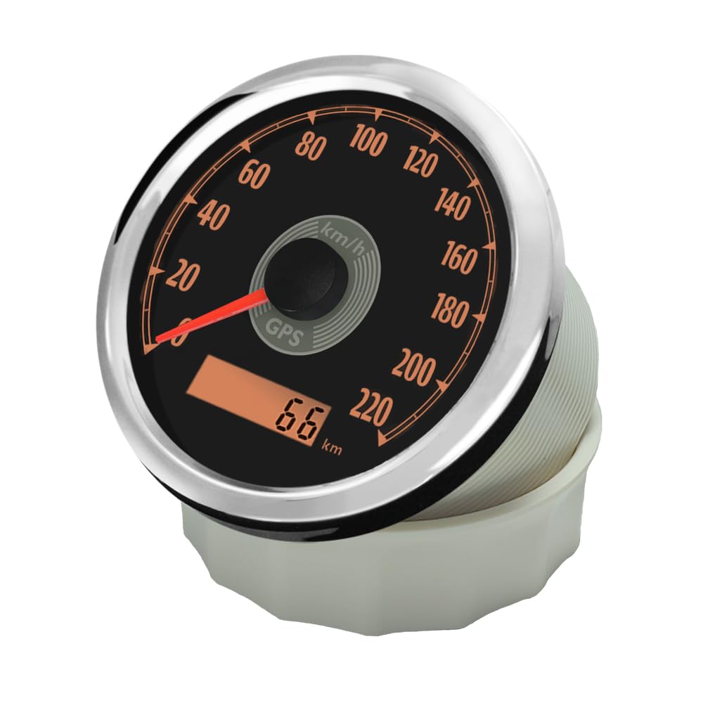 ELING Compteur de vitesse GPS classique 85 mm 0-220 km/h 12 V 24 V avec rétroéclairage universel pour voiture berline SUV