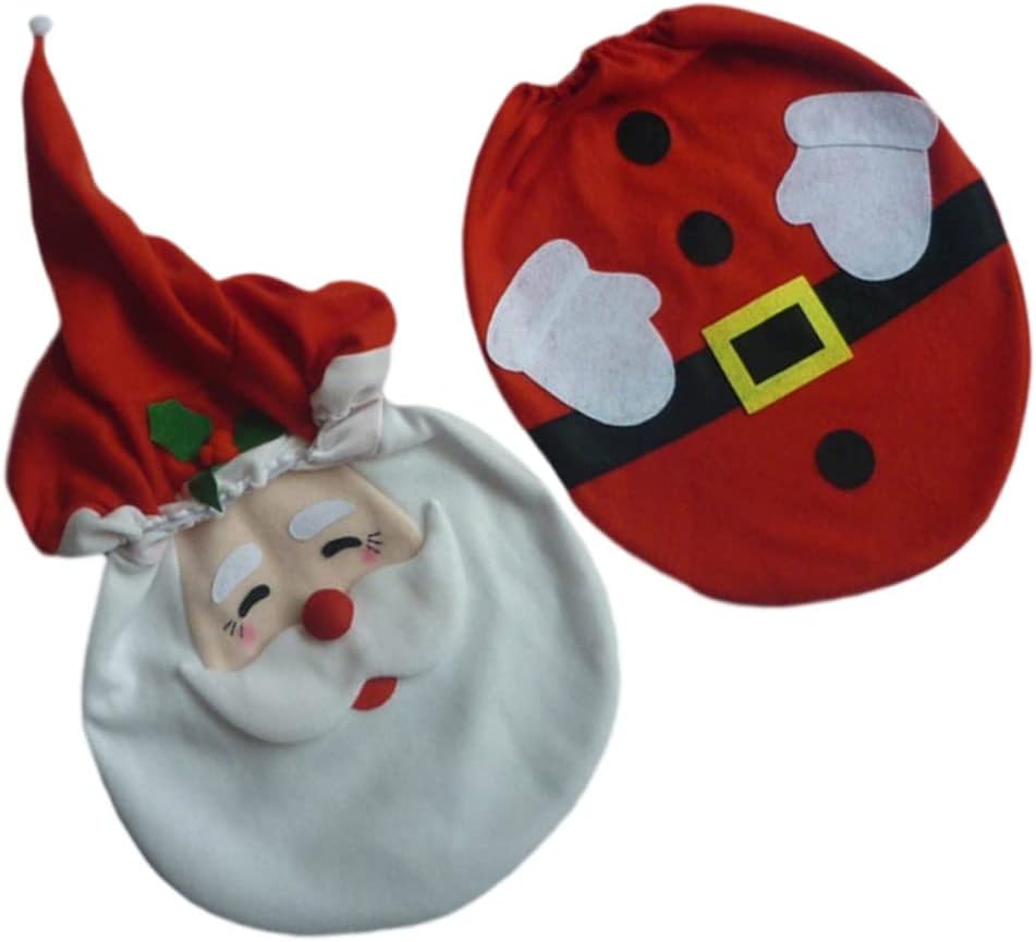 Santa Toilet Seat Cover Christmas Themed Bathroom Supplies Red Bathroom Rug Set