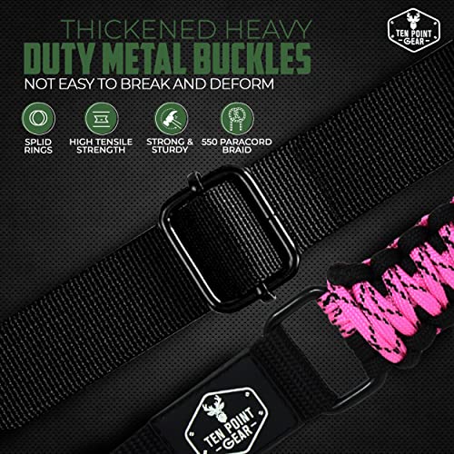 Ten Point Gear Gun Sling Paracord 550 Adjustable w/Swivels (Multiple Color Options) (Black & Pink Camo) - Thumbnail 5
