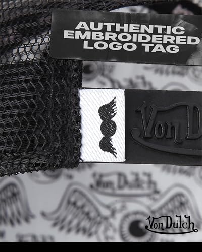 Image of Von Dutch Unisex Trucker Hat - Velvet Curved Bill Mesh Back Retro Classic Adjustable Snapback Baseball Cap for Men and Women