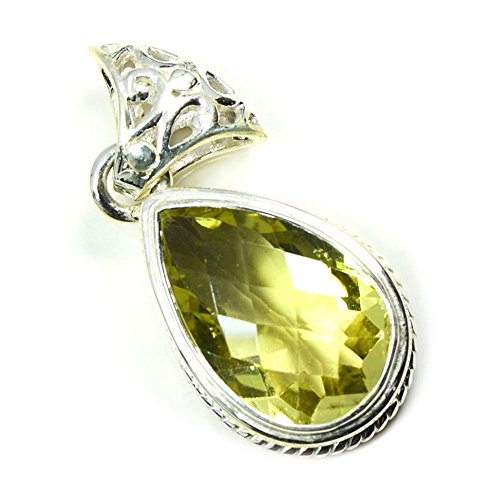 Pendentif quartz citron fait main en argent sterling de qualité joaillerie
