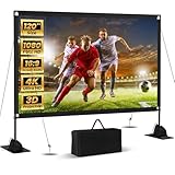 120inch Outdoor Projector Screen with Stand: 16:9 4K HD Portable Projector Screen Outdoor Indoor - Front/Rear Movie Screen with Carry Bag, Sandbag - Projection Screen for Backyard, Camping, Theater