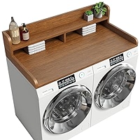 Laundry Room Countertop For Washer & Dryer – 54"W X 27.5"D, 2-Tier Shelves, Non-Slip Pads, Gray