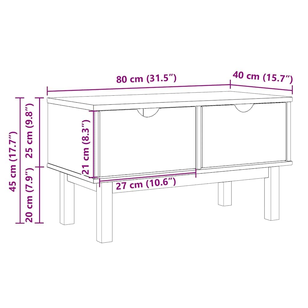 Banco OTTA 80 x 40 x 45 cm madera maciza de pino
