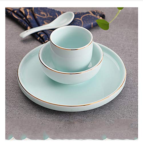 zxb-shop Durable Spoon The Four Piece Chinese Restaurant Family Homes Ceramic Tableware with Golden Bowl and Spoon Can Be Washed in the Dishwasher Tablespoon (Color : B)