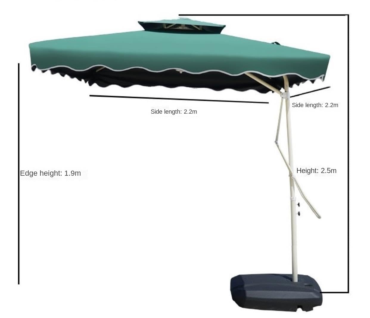 Nowoczesny Parasol Ogrodowy Parasol Ogrodowy 7,2FT Ze Stali Z Podstawą Wtryskiem Wody Zewnętrzny Rynkowy Balkon Plażowy