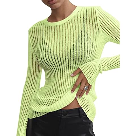 KAMISSY Sheer Mesh Long Sleeve Sweater Cover