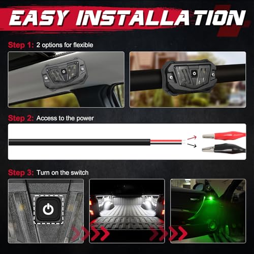 OFFROADTOWN UTV Dome Light Universal Roll Bar Mount 12V LED Dome Light Utility Hunting Lights Trunk Lighting UTV Interior Lights for UTV ATV Truck RZR SXS Honda Polaris Kawasaki - White/Green