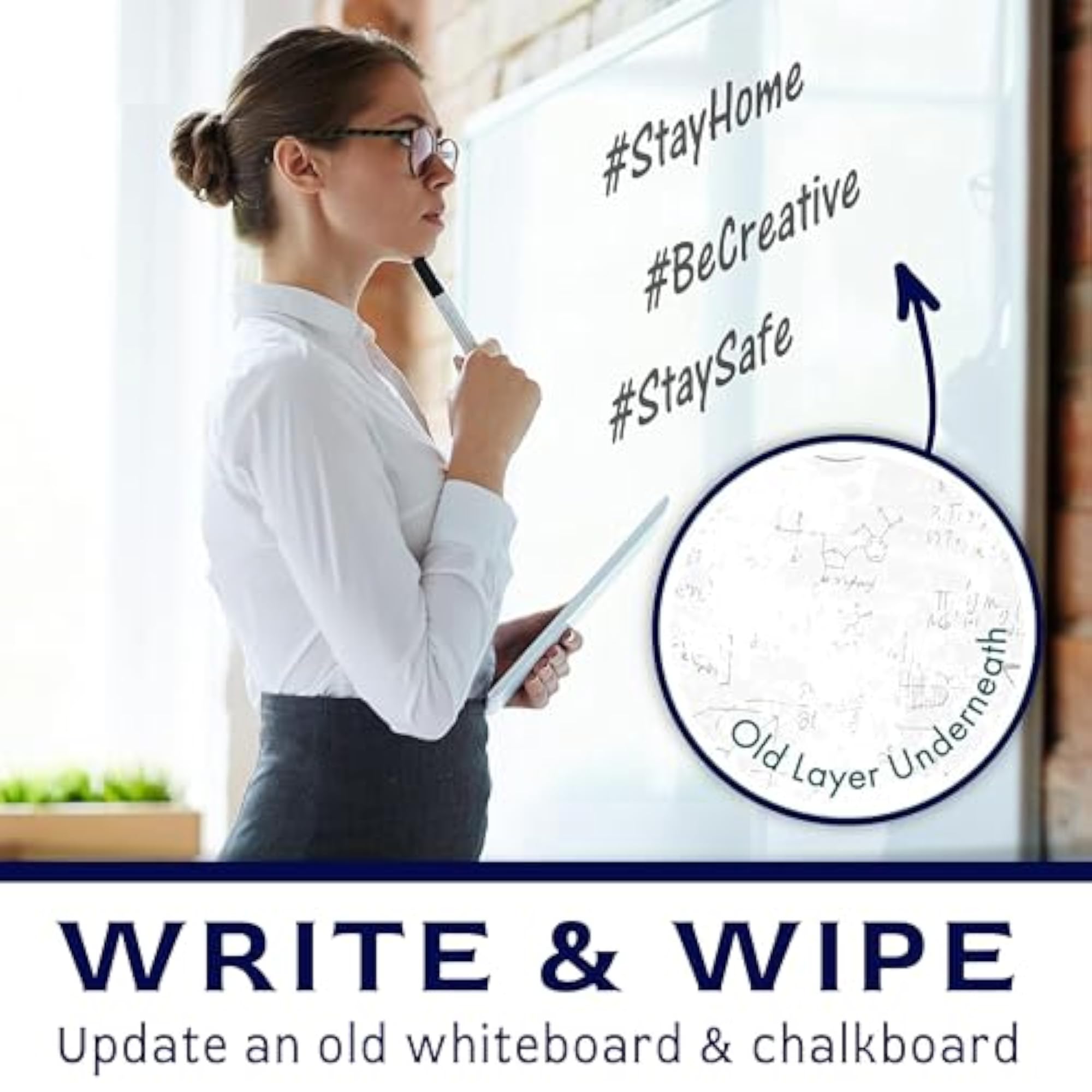60x200 Cms Removable Whiteboard Sticker with Marker