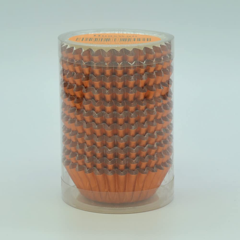 Moldes de papel de aluminio naranja para cupcakes, mini tazas de papel para hornear, para fiestas, cumpleaños y más, 240 unidades