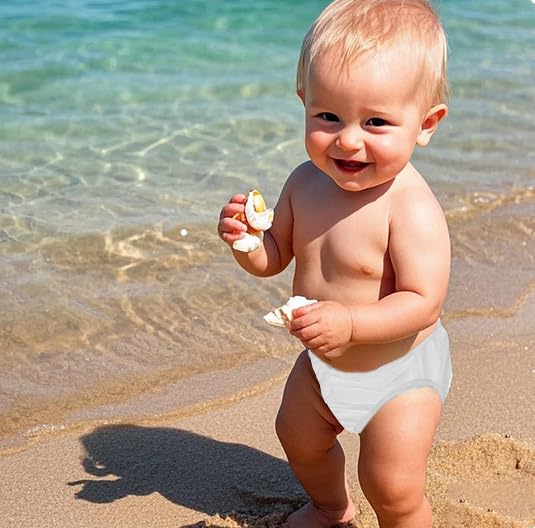 Image of Reusable Waterproof Diaper Pants, 100% Nylon Taffeta, Leak-Proof & Rip-Proof for Potty Training & Swimming, Medium (20-25 pounds), 2 Count