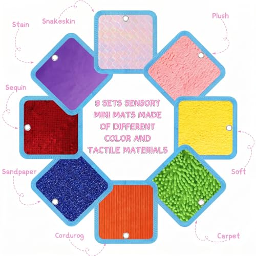 Image of Boao 8 Set Mini Sensory Mats Assorted Textured Play Mats Sensory Floor Tiles Educational Tactile Toys for Activity(4 Inch,Square)