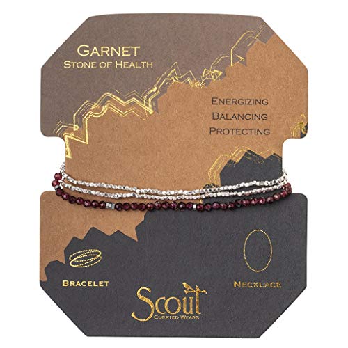 Scout Curated Wears - Women's Delicate Stone Wrap Bracelet & Necklace - Garnet/Silver - Stone of Health2