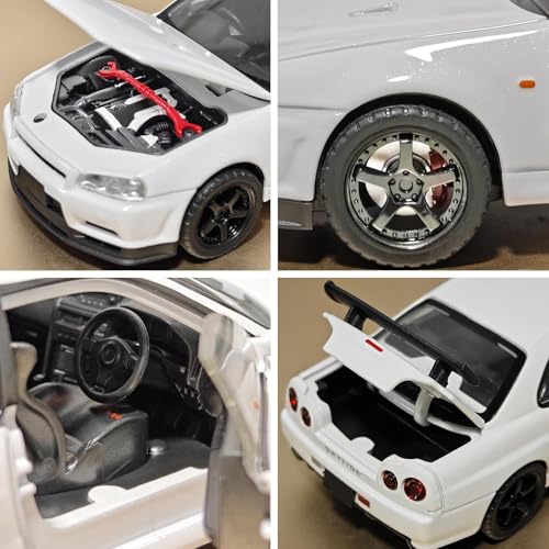 Image of PLUSPOINT Die cast Metal Skyline GTR-R34 P.Walker Edition Sports 1:32 Scale Simulation Model Alloy Metal Pull Back Toy car for Kids with Openable Doors & Light, Music Toy Vehicle for Kids, Adults