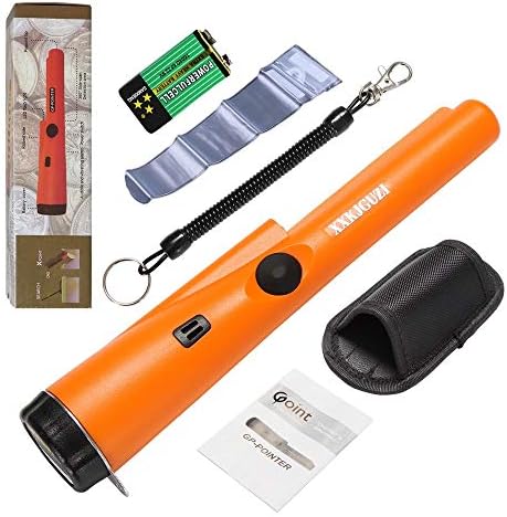 PinPointer Metal Detector with Waterproof Case, Battery Belt and Holster, Buzzer Vibration LED Indicator Automatic Tuning, 360°Side-Scan and Pinpoint Tip Detection Fully Waterproof