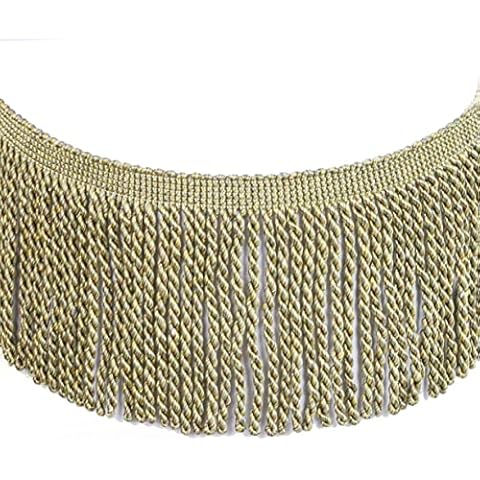 Fenghuangwu 5 Yard Curtain Fringes Bullion Fringe Trim Rayon Fabric Tassel 4inch Wide and Embellishments Curtain Weights Cloth Sofa Fringes for Sewing DIY Decoration-Mix Green Cover