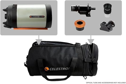 Celestron 94026 Telescope Bag for 8 Schmidt Cassegrain and EdgeHD Optical Tubes Water-Resistant and Durable Carry Case with Protective Walls, Accessory Pocket and Padded Strap, Black