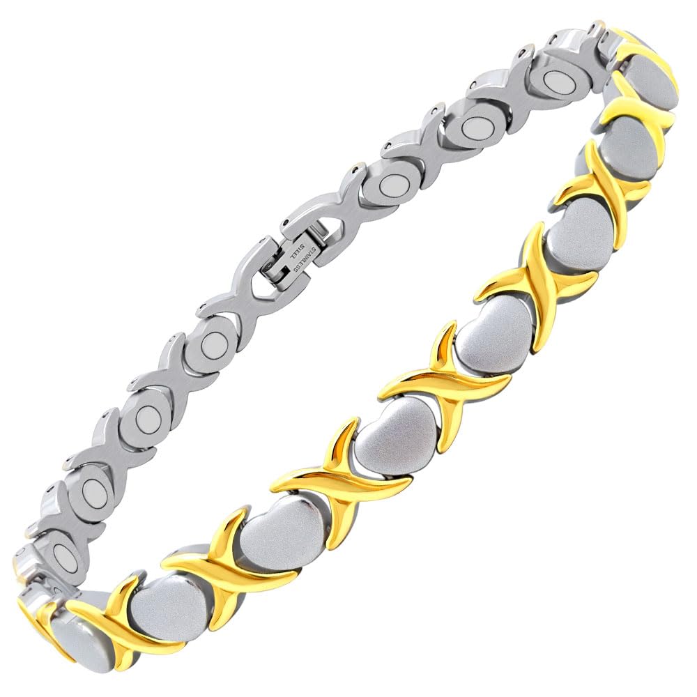 Chaîne de cheville magnétique en forme de cœur pour femme - En acier titane - 3500 gauss - Aimants ultra puissants avec outil d'ajustement et boîte cadeau