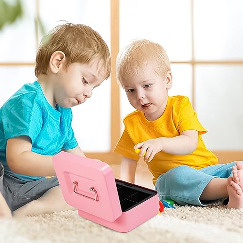 Sgorlds Caixa de dinheiro com cadeado de combinação e bandeja de dinheiro removível, caixa de metal