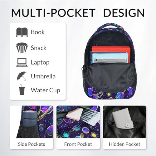 School Backpack for Boys - 17 Inch Large Capacity Aesthetic Kid Backpack - Colorful Durable Space Bookbag for School, Travel and Camp3