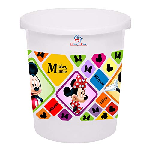 Image of Heart Home Disney Mickey Minnie Print Plastic 3 Pieces Dustbin /Garbage Bin /Waste Bin, 5 Liters (White) -HS 35 HEARTHS17784