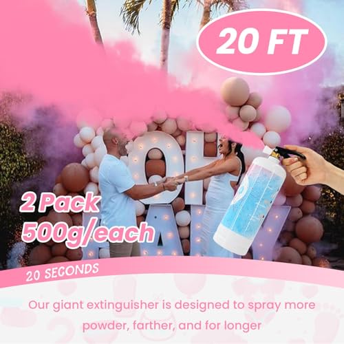 Gender Reveal Fire Extinguisher 2 Pack Giant Boy or Girl Gender Reveal Extinguisher Blue Pink Powder Smoke for Sex Reveal Fire Extinguishers Gender Reveal Ideas Baby Reveal Decorations (2 Pack Pink) by ZZPAKUE - Image 5