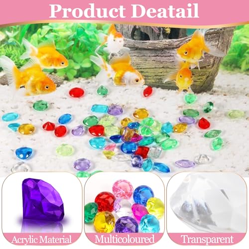 LXBCTOP Pack of 36 Colourful Children's Acrylic Diamonds Gemstones Colourful Acrylic Diamonds Decoration Colourful Pirate Treasure Hunt, DIY Glitter Stones Crystals Rhinestones for Treasure Hunt,