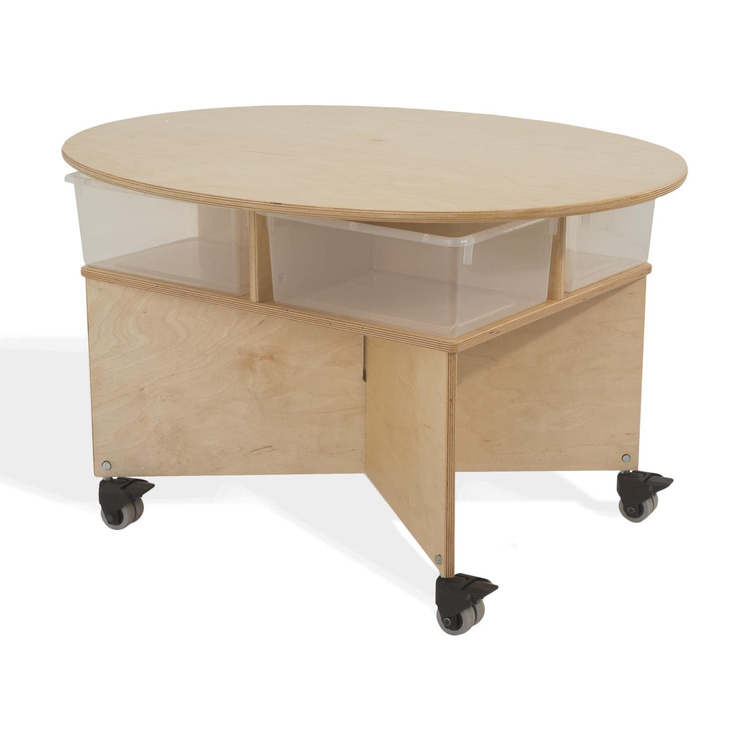 Whitney Brothers WB1816 Mobile Collaboration Table with Trays, Natural UV, 29.5x36x22 - Image 3