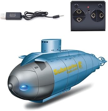 FunXylophy Mini Remote Control Submarine Boat, 2.4G 6CH RC Waterproof Boat Diving in Pools, Bathtubs, Water Parks, Summer Gifts Blue