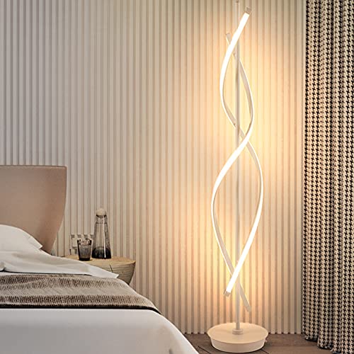 pombconw Lampadaire LED, Spirale Blanche Dimmable Moderne Design D'intérieur Créatif Éclairage Décoratif Lampe De Salon Lampe D'intérieur À Économie...
