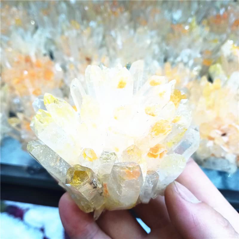 Améthyste jaune naturelle HUNTVE : géode et amas de quartz vert clair unique - 3