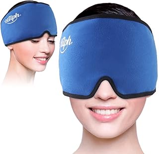 Hilph Head Ice Pack Headache Relief Ice Wrap for Migraine, Reusable Hot & Cold Therapy Head Cold Pack Wrap for Migraine Relief, Puffy Eyes, Chemo, Tension Sinus and Stress Relief (Blue)