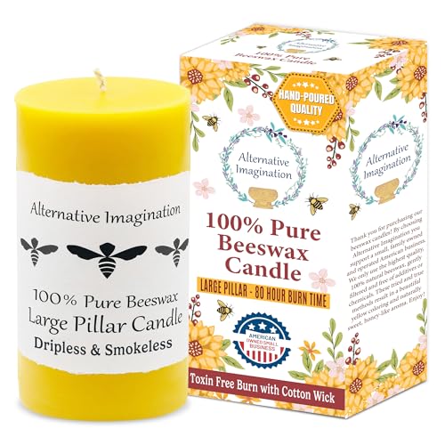 Image of Candle 100% Beeswax Candle - Large Pillar Candle
