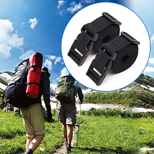 Image of 6 Pack Nylon Tie Down Straps 1 inch x 60 inch Lashing Straps with Quick Release Adjustable Buckles for Suitcases,Backpacking, Trail Camera,Sleeping Bag,Travel Belt Black