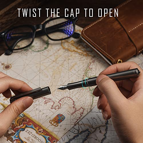 Keyunity Kp02 Fountain Pen Fine Nib With Ink Converter, Titanium Alloy Calligraphy Pen For Writing & Journaling #TOP2