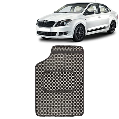 Image of Kingsway Dotted Design Car Floor Foot Mats Universal Fit for Skoda Rapid, Model Year : 2017-2021, Water and Dustproof, Color Black, Set of 5 Pieces