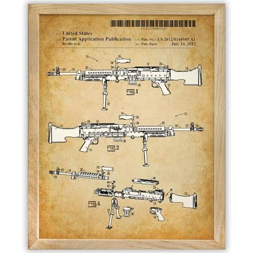 Amazon.com: Lone Star Art M240 Machine Gun Patent Print - 11x14 Framed ...