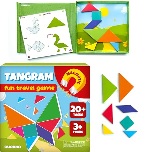 Image of QUOKKA Magnet Game for Kids 3-5 - Tangram Game Kids Ages 4-8 - Travel I Road Trip I Plane I Car Ride - Magnetic Toddler Travel Puzzles