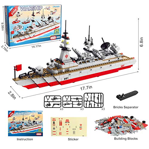 Sitodier Schlachtschiff Modell Bausteine Spielzeug, 811 Teile 25 in 1 Cruiser Boot Schiff Gebäude Bausatz Spielzeug für… – Bild 6