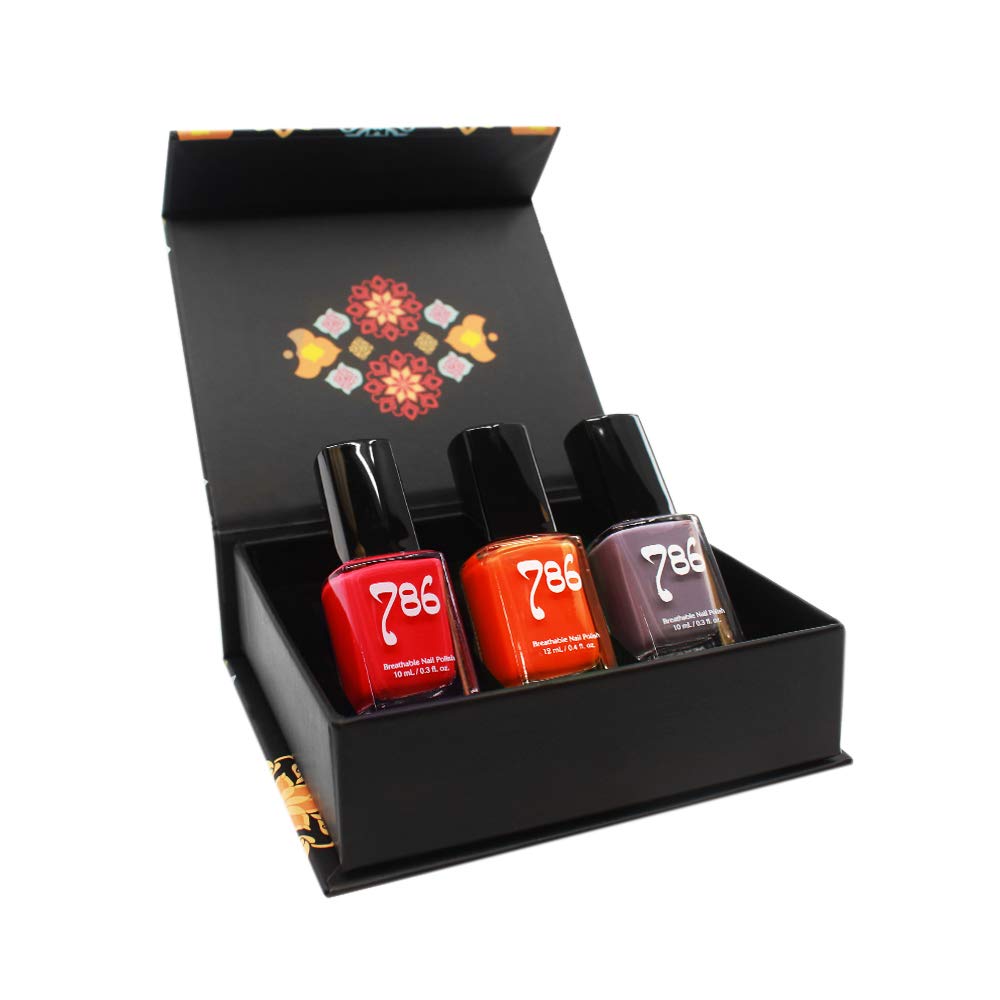 786 Cosmetics3 Piece Set - Breathable Nail Polish, Vegan Nail Polish, Cruelty-Free, Healthy, Halal Nail Polish, Fast-Drying Nail Polish (Southwest Europe Nail Polish Set)