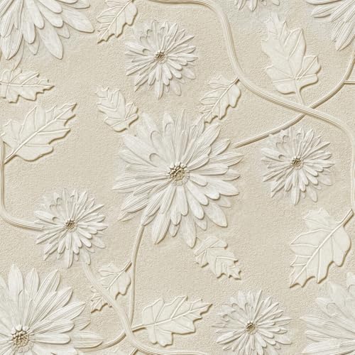 Alzkkll 3D Relief Blume Tapete 44.5CM x 3M Kontakt Papier Abnehmbar Wasserdicht Tapete Dekorative Vinyl Selbstklebende Tapete Geeignet Für Küche, Bad, Schlafzimmer, Wohnzimmer